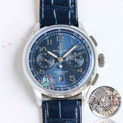 BLS Breitling Premier B01 Chrono Superclone Watch Blue Dial-Leather Strap